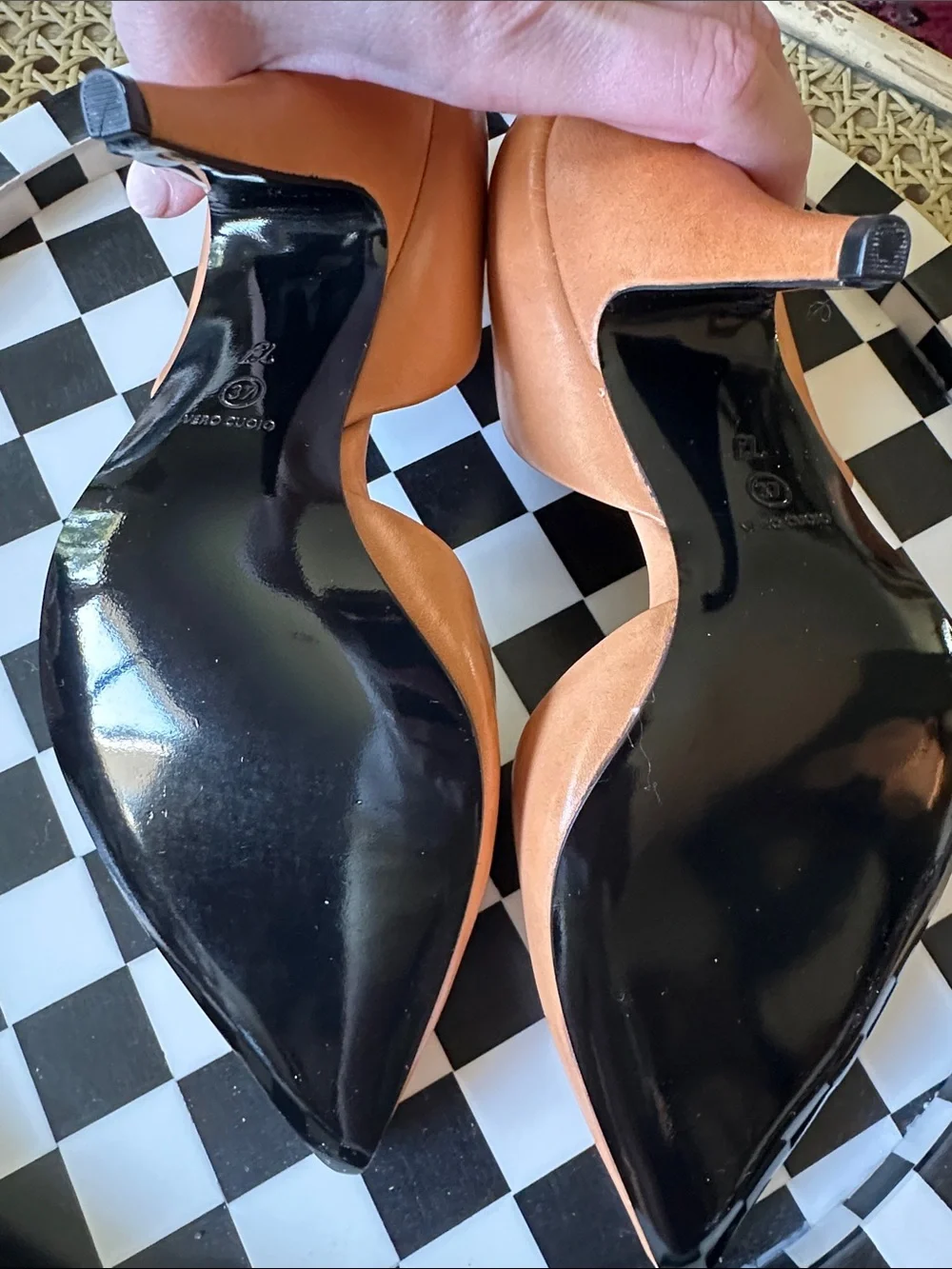 3.1 Phillip Lim Tan Leather D'Orsay Pointed-Toe Pumps 3.5” heel size 37 US 7
